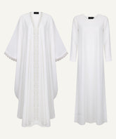 White Front Open Kaftan Set