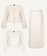 Off-White Printed Top & Skirt Matching Set