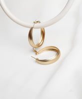 Matte Gold Beaded Edge Classic Hoop Earrings