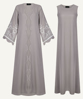 Taupe Lush Crest Open Abaya