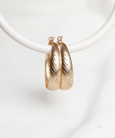 Matte Gold Chevron Groove Hoop Earrings