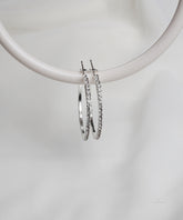 Silver Pave Crystal Hoop Earrings