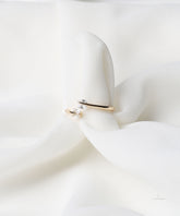 Gold Open Duo Square Stone Ring