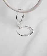 Silver Baguette Hoop Earrings