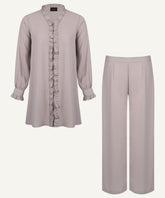 Taupe Ruffle Short-Length Matching Set