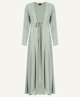 Greyed Sage Pleated-Waist Cardigan