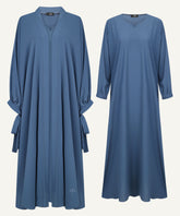 AYA 2-Piece Moonlight Blue Batwing Cardigan Abaya Set