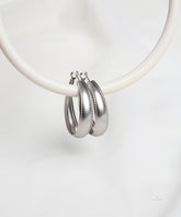 Matte Silver Beaded Edge Classic Hoop Earrings