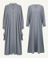 AYA 2-Piece Slate Grey Batwing Cardigan Abaya Set