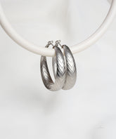 Matte Silver Chevron Groove Hoop Earrings