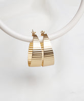 Gold Ribbed Wide Hoop Earrings