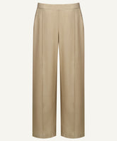 Nude Brown Wide-Legged Front Pleated Trousers