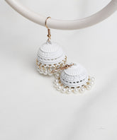 Matte White Dome Jhumka Earrings