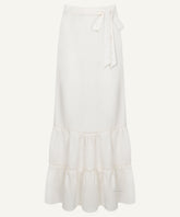 Off White Tiered Flared Skirt