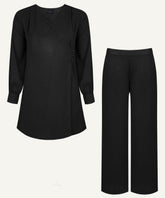 Black Wrap Style Top Matching Set