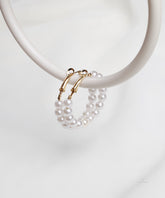 Ivory White Classic Pearl Hoop Earrings