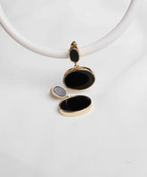 Gold With Black Disc Drop Earrings