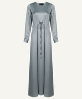 Ash Blue Front Self-Tie Waist Maxi Dress