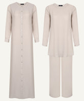 Warm Taupe Button Down Dress Matching Set