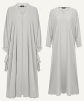 AYA 2-Piece Soft Grey Batwing Cardigan Abaya Set