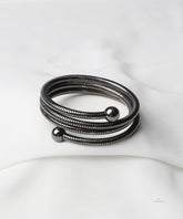 Platinum Black Coil Wrap Bracelet