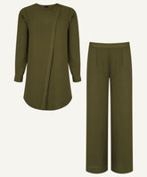 Olive Husk Side Placket Top Matching Set