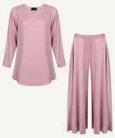 Peach Bud Short-Length Shirt with Flared Trousers Matching Set