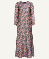 Pink Floral Printed Satin Wrap Maxi Dress