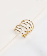 Gold Triple Band Loop Hoop Earrings