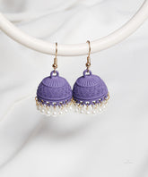 Matte Plum Smoothie Pearl Dome Jhumka Earrings