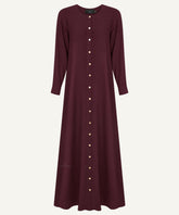 Burgundy Button Down A-Line Abaya