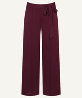 Burgundy Front Pleated Wide-Legged Trousers