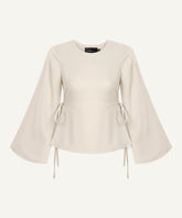 Creme Bell Sleeve Basic Blouse