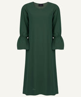 Jewel Green Bell Sleeve Midi Dress