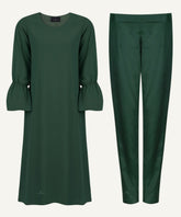 Jewel Green Bell Sleeve A-Line Midi-Length Matching Set