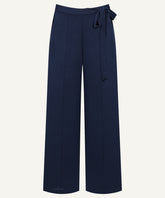 Navy Wide-Legged Front Double Seam Trousers