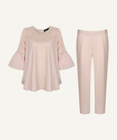 Nude Pink Bell Sleeve Tunic Set