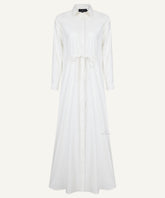 Off-White Front-Gathered Tie-Waist Button-Down Maxi Dress