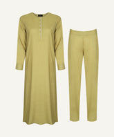 Olive Green Contrast Piping Set