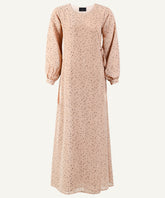 Beige Floral Print Wrap Maxi Dress