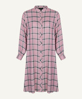 Pink Plaid Button-Down Midi Tunic