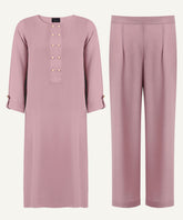 Rose Bisque Double Buttoned Midi-Length Matching Set