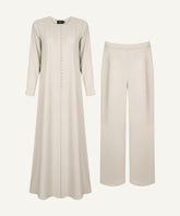 Cream Loops Button Dress Set
