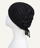 Black Ruched Tie Back Cap