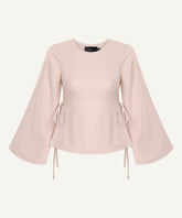 Champagne pink Bell Sleeve Basic Blouse