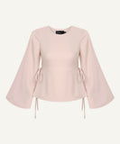 Champagne pink Bell Sleeve Basic Blouse