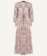 Ice Blue Fil Coupe Floral Tiered Maxi Cardigan