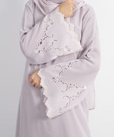 Embroidered Cut Lilac A-line Dress