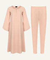 Peach Fuzz Contrast Neck Midi-Length Matching Set