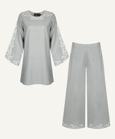 Steel Grey Embroidered Matching Set
